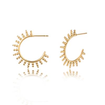 China Environmental Friendly Earrings Women 18K Gold Plated Jewelry Stud Circle Earrings Sun Flower C Typle Stainless Steel Earrings for sale