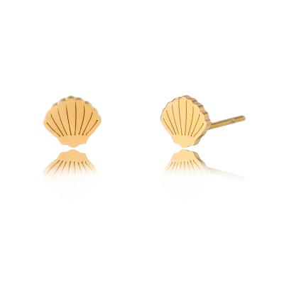 China High End Waterproof Hypoallergenic 18K Gold Plated Stainless Steel Jewelry Ocean Beach Summer Travel Clam Sea Shell Earrings Trendy For Women for sale