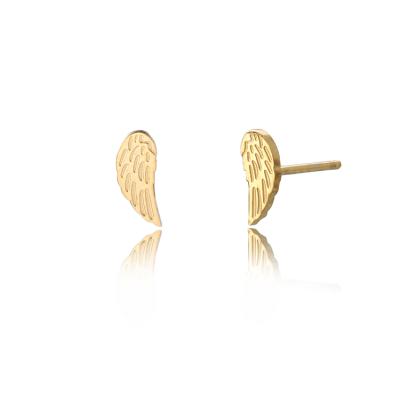 China New Classic TRENDY Angel Wings Plane Engraving Minimalist Jewelry18K gold plated stainless steel stud earrings for women for sale