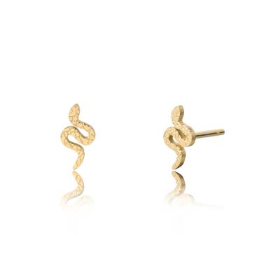 China New FASHIONABLE Young Snake Flat Minimalist Jewelry18K Engraving Gold Plated Stainless Steel Stud Earrings For Women for sale