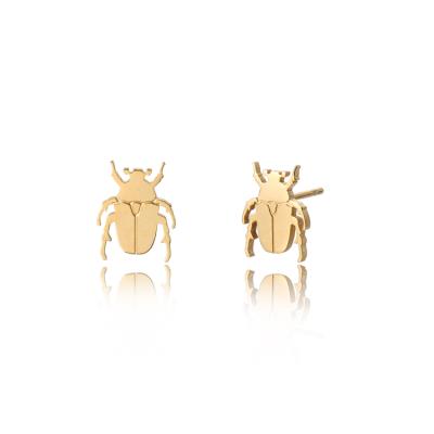 China New FASHIONABLE Young Ladybug Flat Engraving Minimalist Gold Jewelry18K Plated Stainless Steel Stud Earrings For Women for sale