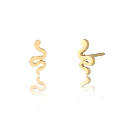 China FASHIONABLE Young Trendy 18K Gold Plated Thin Stainless Steel Minimalism Snake Earrings For Women Jewelry for sale