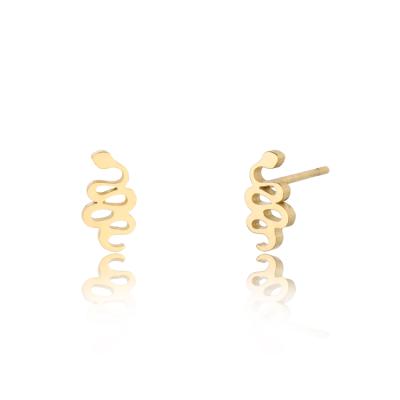 China High End Waterproof Hypoallergenic Fashionable Young 18K Gold Plated Stainless Steel Hot Selling Snake Shaped Fine Earrings For Women Jewelry for sale