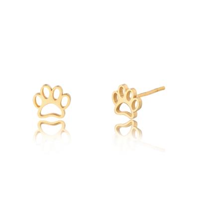 China High End Waterproof Hypoallergenic Youth Trendy 18K Gold Plated Stainless Steel Dog Footprints Jewelry Up-to-date Earrings For Women for sale