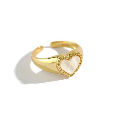 China ENSHIR FASHIONABLE Hot Products Romantic Heart Shape Open Ring Simple Gold Color Shell Love Ring For Women Gifts for sale