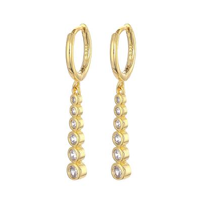 China ENSHIR FASHIONABLE Trendy Single Row Of Diamond Earrings Temperament Long Tassel Earrings For Women for sale