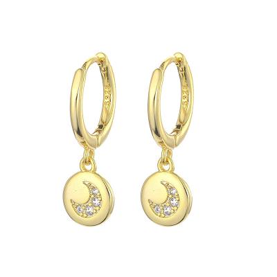 China ENSHIR 2022 New Fashion Zircon Micro-set Simple Geometric Round Earrings TRENDY Moon Small Earrings for sale