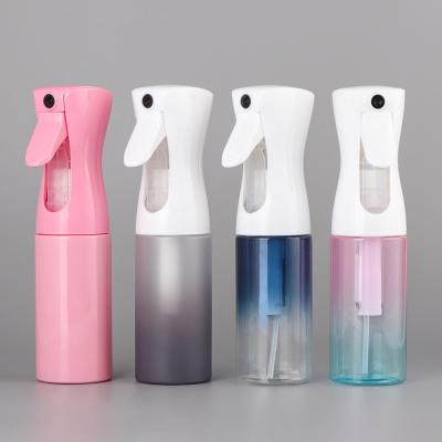 China Custom 200ml Continuous Spray Bottles Clear PET Barber Hair Plastic Fine Mist Bottle Hairdressing for sale