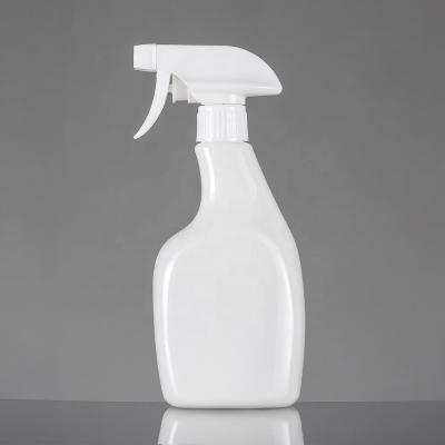 China Flat White Trigger Spray Bottles Detergent 500ml PET Chemical Liquid Sprayer for sale