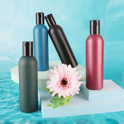 China Custom Cylinder Plastic Container Squeeze Bottle With Flip Top Cap 8 oz HDPE Shampoo Bottle Matte Bottle for sale