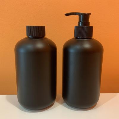 China 350ml Rounded Plastic Shampoo Bottles HDPE Screw Cap Frosted Lotion Pump for sale