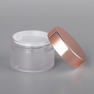 China Empty Luxury Frosted Rose Gold Cap 5G 10G 15 Ml 20Ml 1Oz 50G 2Oz 100Ml 150G Butter Packaging Containers Cream Glass Cosmetic Jar for sale