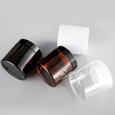 China Custom Empty Wide Mouth Airless Storage ContainerClear Black Amber Pet Plastic Jar for sale