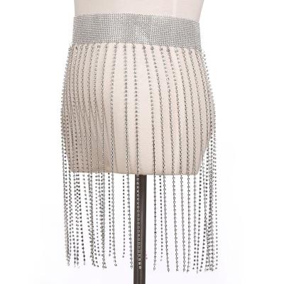 China FASHIONABLE Luxury Glitter Encrusted Body Chain Women Sexy Jewelry Full Diamond Tassels Skirt Drop Dangle Belly Waist Chain Belt Nightclub for sale