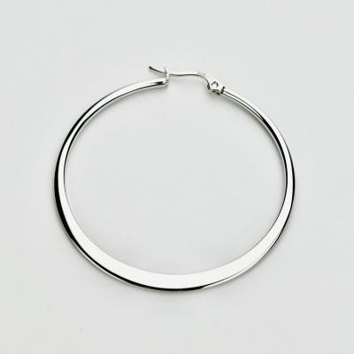 China Fashion Trendy Custom Women's Stainless Steel Circle Hoop Earrings Big Popular Silver Trendy Brands Designer Korean Stainless Steel Hoop Earrings for sale