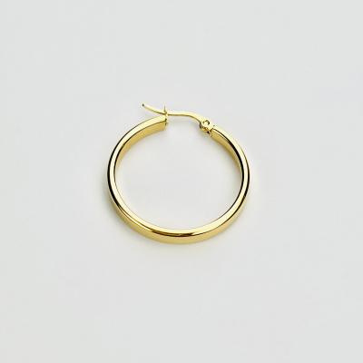 China Trendy Trendy Small Flat 25Mm Hoop 18K Gold Plated Custom Women 316L Stainless Steel Hoop Earrings for sale