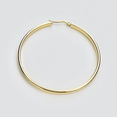 China Trendy Trendy Oversized Flat Hoop 18K 50Mm Gold Plated Custom Women 316L Stainless Steel Hoop Earrings for sale