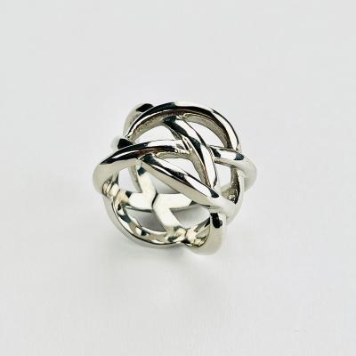 China Trendy Unique Irregular Simple Silver Geometric Cross Layers Stainless Steel Ring For Women Girls for sale