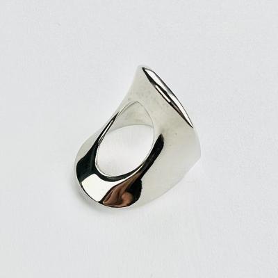 China Irregular Hollow Finger Ring Silver Stainless Steel Trendy Popular Minimalist Jewelry Rings For Women Men for sale