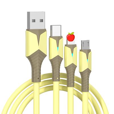 China Colorful design mobile phone cord mobile charging factory price new high quality custom fast charging 3 in 1 data line for sale