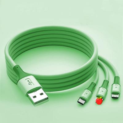 China Type c Charger Cable New Style Soft Rubber Material Smart Phone Chatging Accessories 3 In 1 Line Data Cable for sale