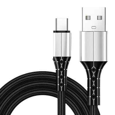 China High Quality Fast Charging Mobile Phone Stock In Stock Usb A To Type-C Fast Charging Charger Cable Black Color Nylon Braid Cable for sale