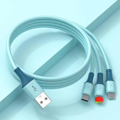 China Wholesale Smart Phone Color Super Fast Charging Mobile Phone Tie Down Universal Multifun 3 in 1 Fast Charging Data Cable for sale