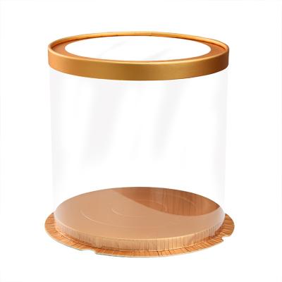 China Clear cover disposable round transparent cake box 6 inch 8 inch 10 inch 12 inch rose gold wholesale custom blue black printable logo for sale