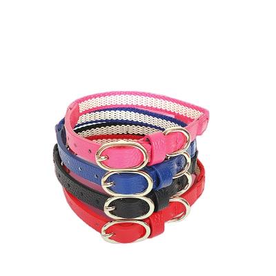 China Factory Wholesale Custom Leather Knitted Adjustable Pet Collar Comfortable Top Layer Cowhide Cowhide Dog Collar Metal Buckle For Dog Walking for sale