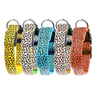 China Factory Price Wholesale Cheap Safety Padded Led Leopard Print Dog Pet Light Luminous Collar for sale