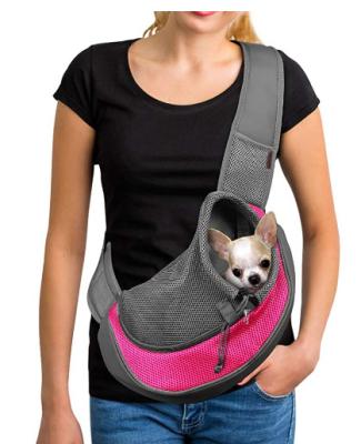 China Breathable Mesh Travel Safe Sling Bag Dog Sling Carrier Viable For Dogs Cats Pet Portable Folding Carrier for sale