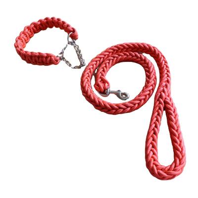 China Durable Pet Item Rope Dog Leash Leather For Small Dogs Puppy Training Leads Brown Round Dog Collar Leash Set for sale