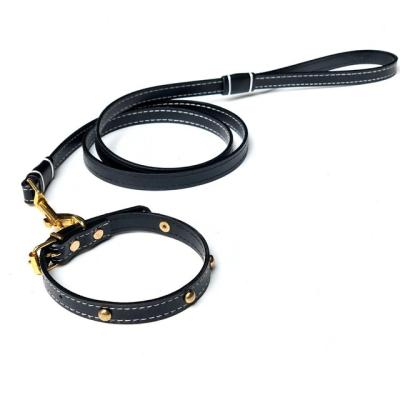 China Popular Lights Amazon Pet Wholesale Products Rivet Leather Pet Collar Leash Set for sale