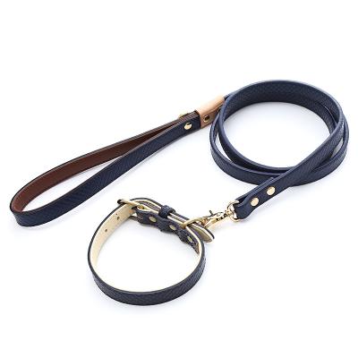 China Real Leather Adjustable Pet Leather Stocked Cat Dog Collar Soft Pet Dog Collar Hot Selling and Leash Set for sale