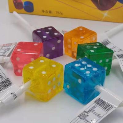 China Natural Dice Shaped Colorful Fruity Flavor Lollipop for sale