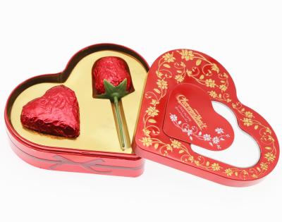 China Real milk chocolate rose + tin box heart shaped valentine packing piece wholesale for sale