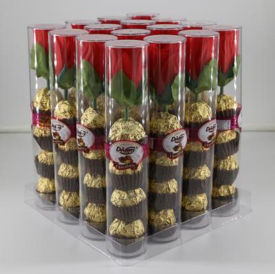 China Creation Cylindrical Pink Chocolate Sweet Candy Covered Crispy Wafer Cookie Coated With Peanut OEM Stick for sale