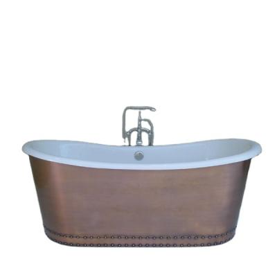 China Cast Iron Freestanding Copper Lined Freestanding Bathtub With Antique Finished For Sale for sale