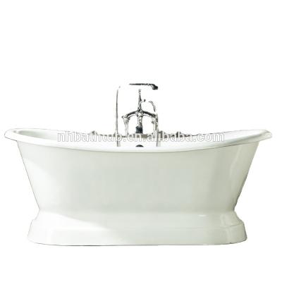 China Double Freestanding Slipper Cast Iron Bathtub On Pedestal for sale