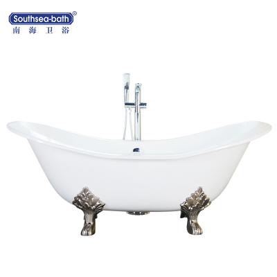 China Durable Metal European Luxury Twins Fish Outdoor Classic Bubble Spa Double Slipper Bathtub Free Cast For 2 for sale