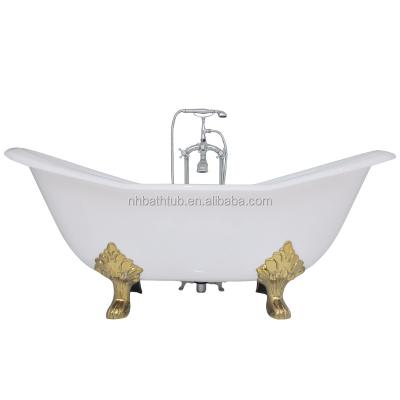 China Freestanding Bathtub NH-1005 Cast Iron Traditional Double Slipper Free On Lion Paw Feet for sale