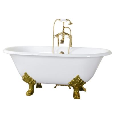 China Freestanding double ended cast iron bathtubs on clawfoot feet for sale