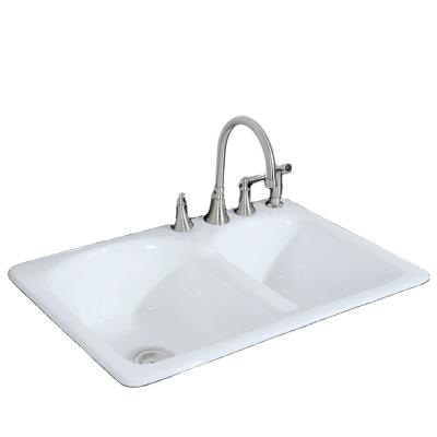 China With Faucet 30 Inch White Color Luxury Rectangular American Style Kitchen Sinks With Double Bowls for sale