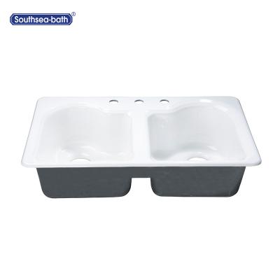 China With Self-Rim or Double Faucet Undermount Kitchen Cast Iron Sinks for sale