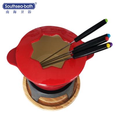 China Viable Enameled / Pre-Seasoned Fondue Melt Fondue Set For Chocolate Cheese for sale