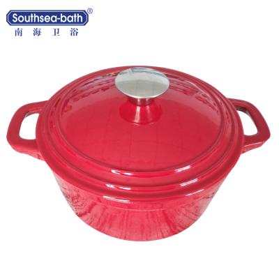 China Sustainable Round Shape Custom Red Color Enamel Cast Iron Casserole China for sale