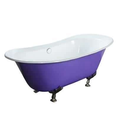 China Free Standing New Design Purple Cast Iron Bathtub for sale