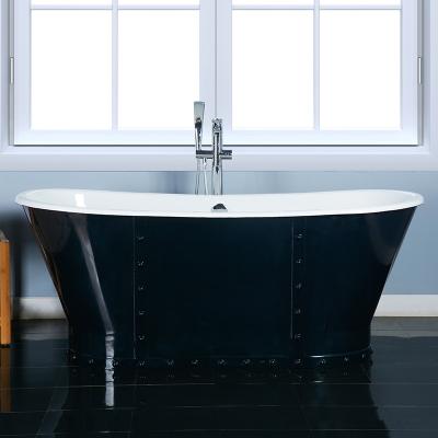 China Freestanding High End Cast Iron Bathtub Black Edged Color for sale