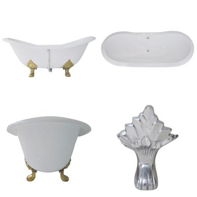 China Double Freestanding Slipper Cast Iron Bathtub on Lion Paw Feet for sale