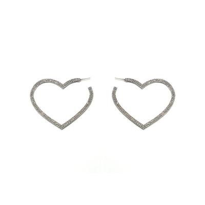 China CLASSIC South Korea Dongdaemun earrings silver needle stud earrings 925 full single diamond heart earrings for sale